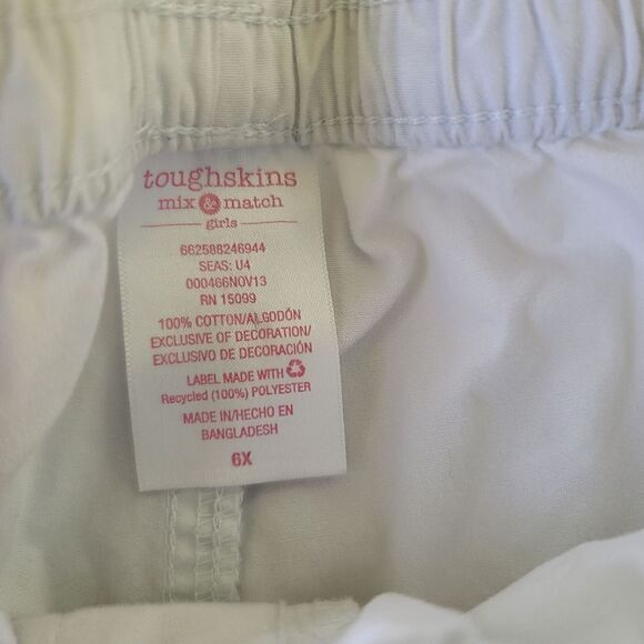 Tough skins 6X girls kids brilliant white utility shorts pull on 100% cotton - Picture 3 of 5